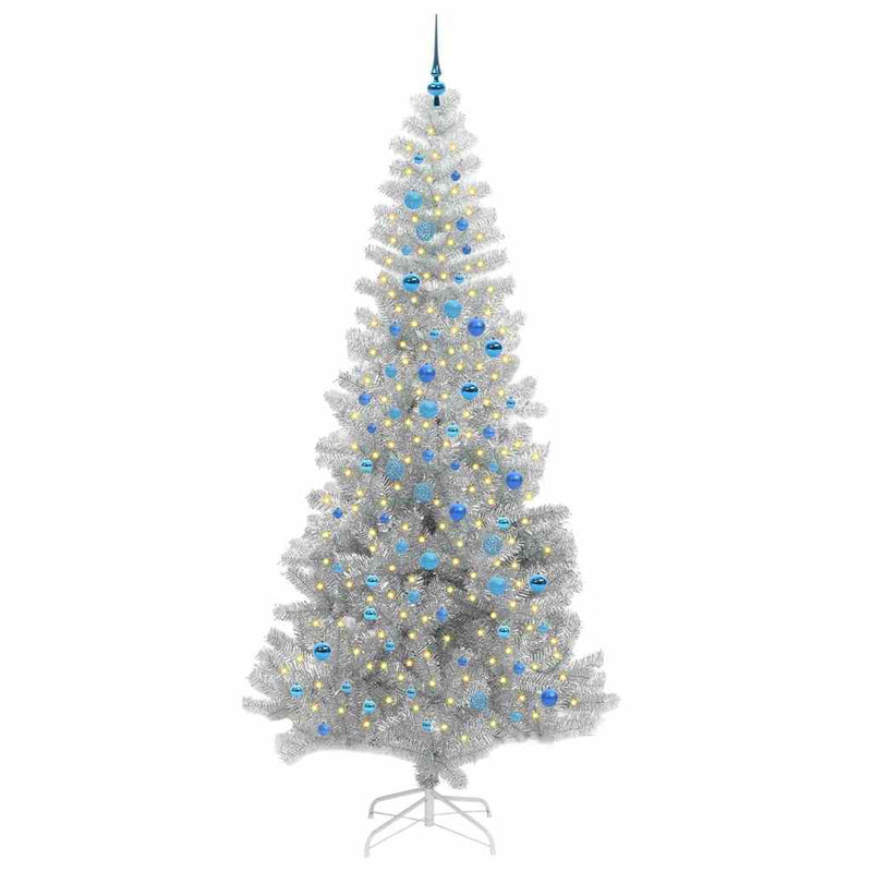 vidaXL Karácsonyfa 300 LED-del állvánnyal Ezüst 240 cm PET