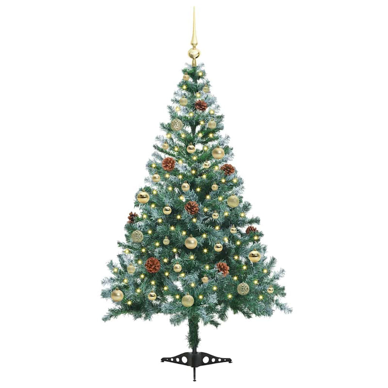 vidaXL Mű karácsonyfa 150 LED-del állvánnyal Zöld 150 cm PVC és Acél