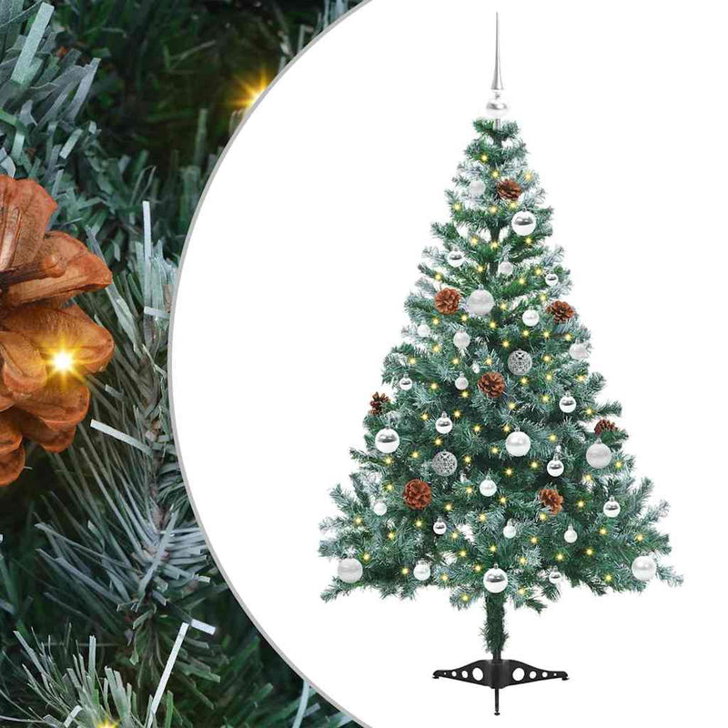 vidaXL Mű karácsonyfa 150 LED-del állvánnyal Zöld 150 cm PVC és Acél