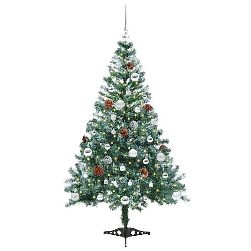 vidaXL Mű karácsonyfa 150 LED-del állvánnyal Zöld 150 cm PVC és Acél