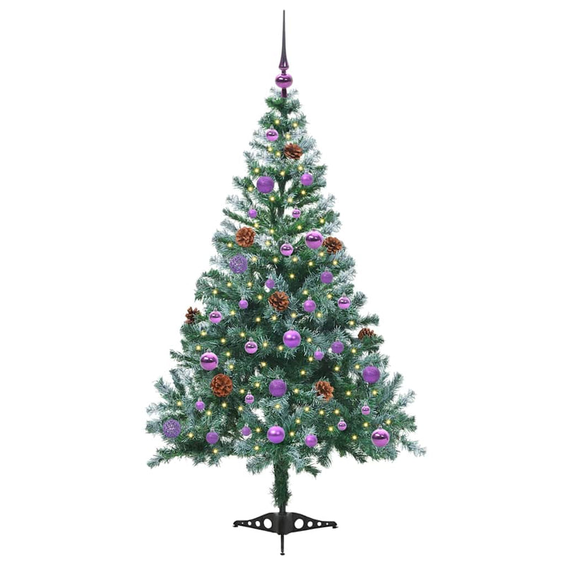 vidaXL Mű karácsonyfa 150 LED-del állvánnyal Zöld 150 cm PVC és Acél