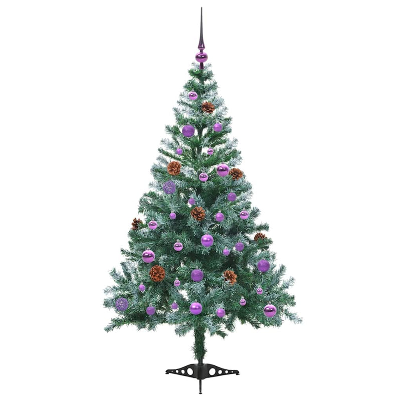vidaXL Mű karácsonyfa 150 LED-del állvánnyal Zöld 150 cm PVC és Acél