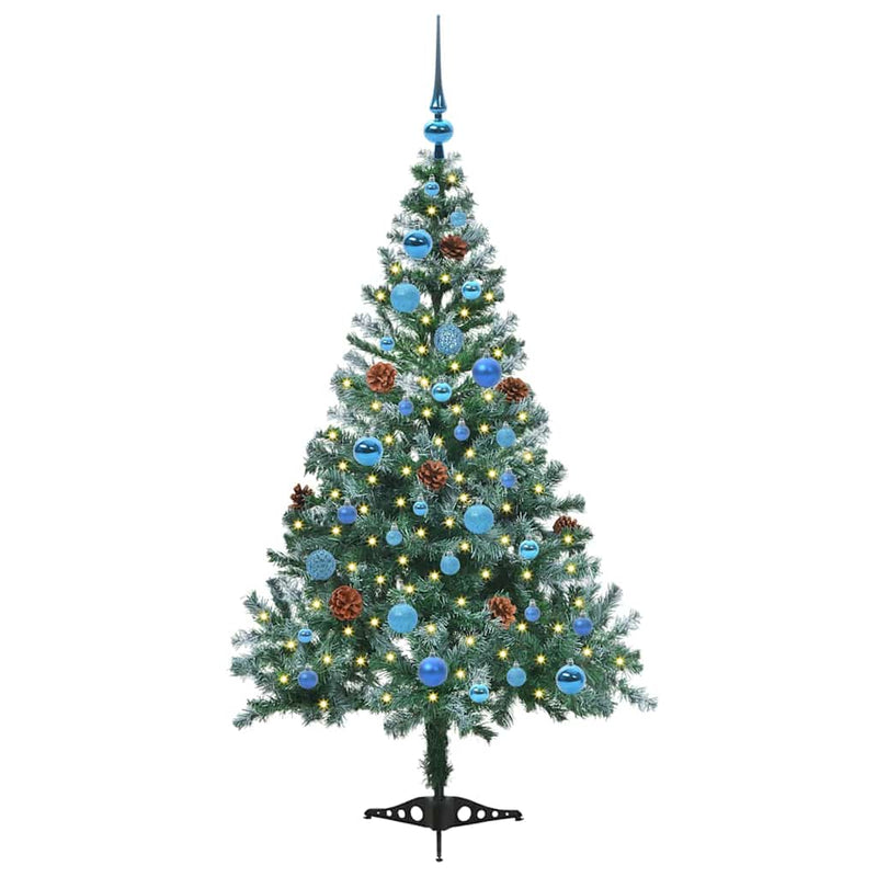 vidaXL Mű karácsonyfa 150 LED-del állvánnyal Zöld 150 cm PVC és Acél