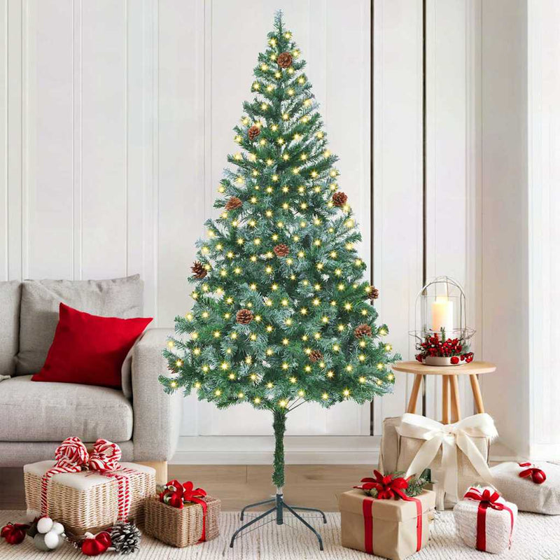 vidaXL Mű karácsonyfa 300 LED-del állvánnyal Zöld 180 cm PVC és Acél