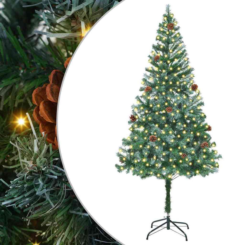 vidaXL Mű karácsonyfa 300 LED-del állvánnyal Zöld 180 cm PVC és Acél