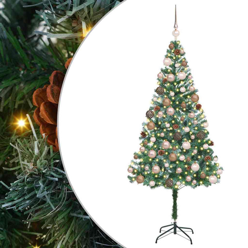 vidaXL Mű karácsonyfa 300 LED-del állvánnyal Zöld 180 cm PVC és Acél
