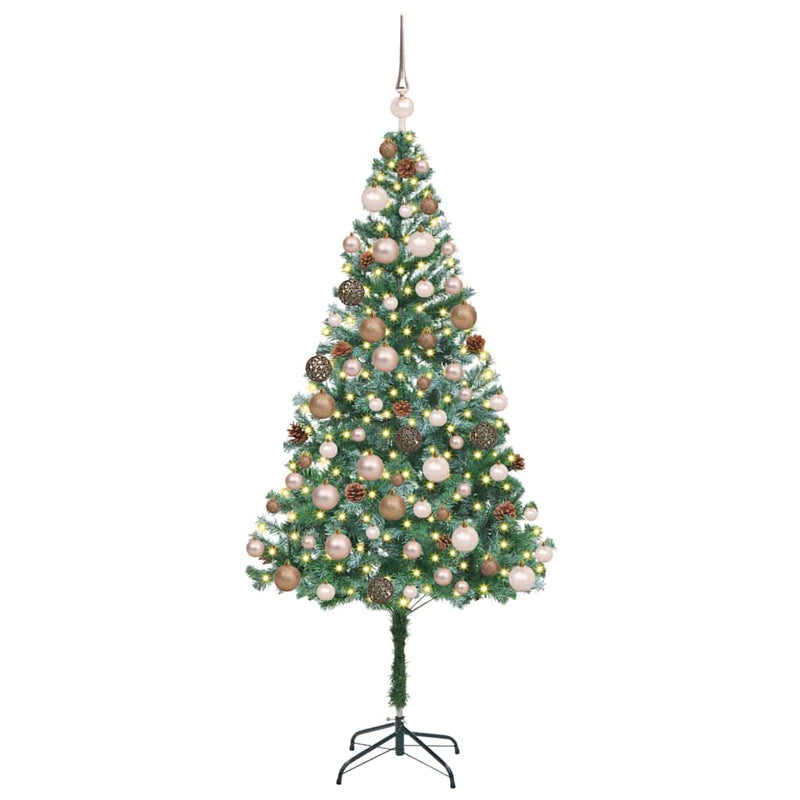 vidaXL Mű karácsonyfa 300 LED-del állvánnyal Zöld 180 cm PVC és Acél
