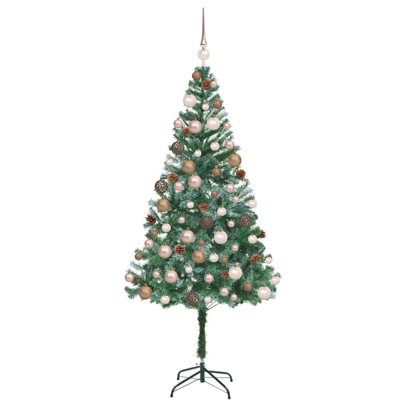 vidaXL Mű karácsonyfa 300 LED-del állvánnyal Zöld 180 cm PVC és Acél