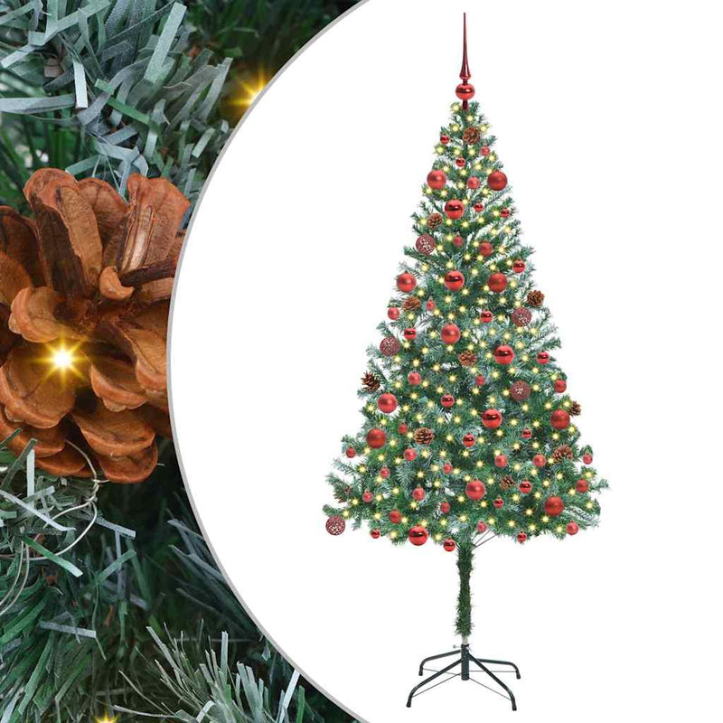 vidaXL Mű karácsonyfa 300 LED-del állvánnyal Zöld 180 cm PVC és Acél