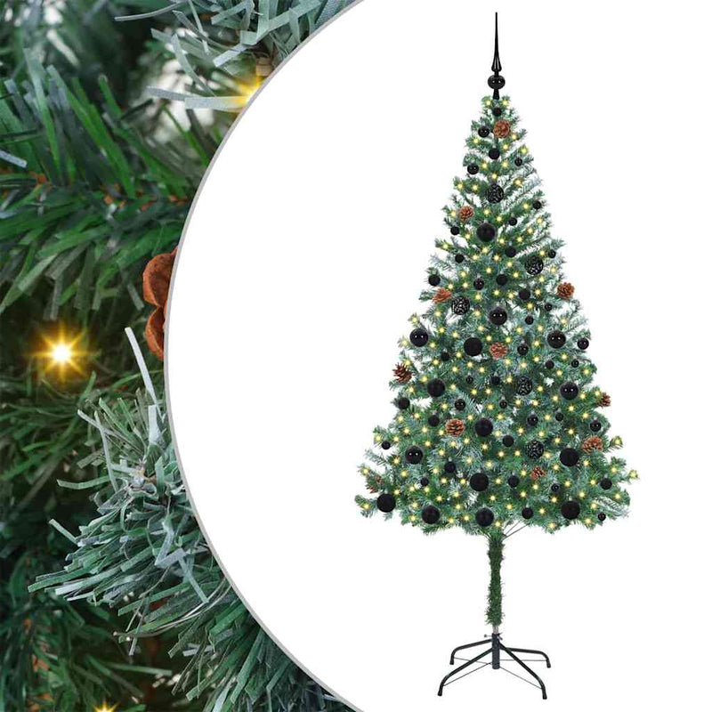vidaXL Mű karácsonyfa 300 LED-del állvánnyal Zöld 180 cm PVC és Acél