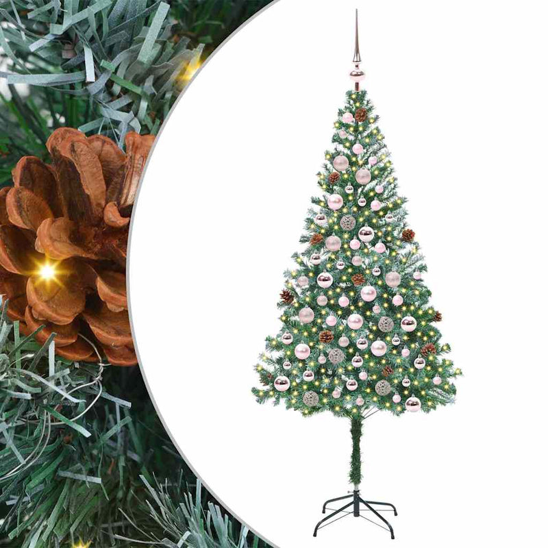 vidaXL Mű karácsonyfa 300 LED-del állvánnyal Zöld 180 cm PVC és Acél