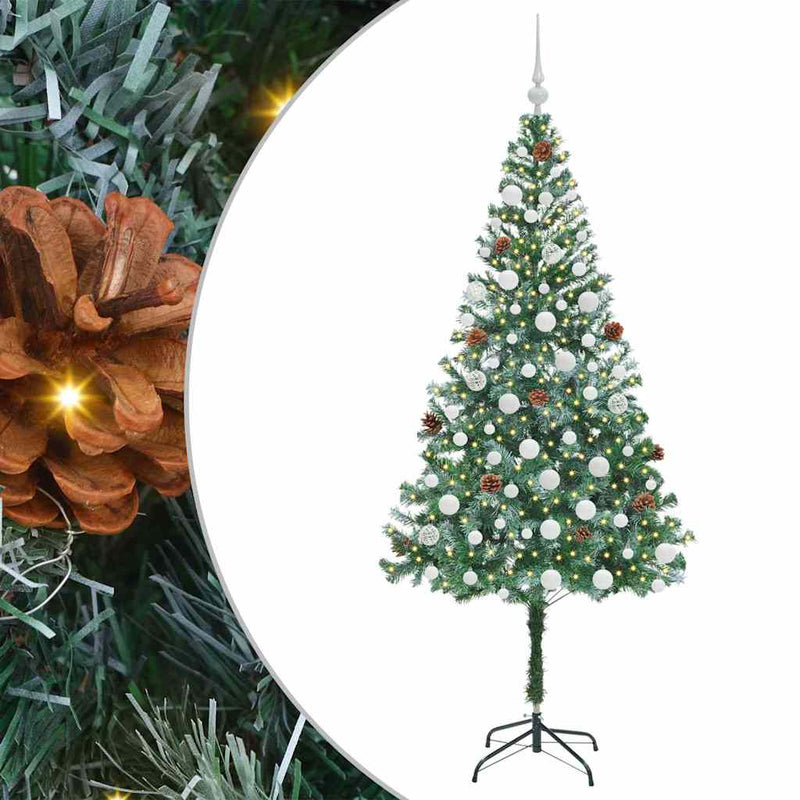 vidaXL Mű karácsonyfa 300 LED-del állvánnyal Zöld 180 cm PVC és Acél