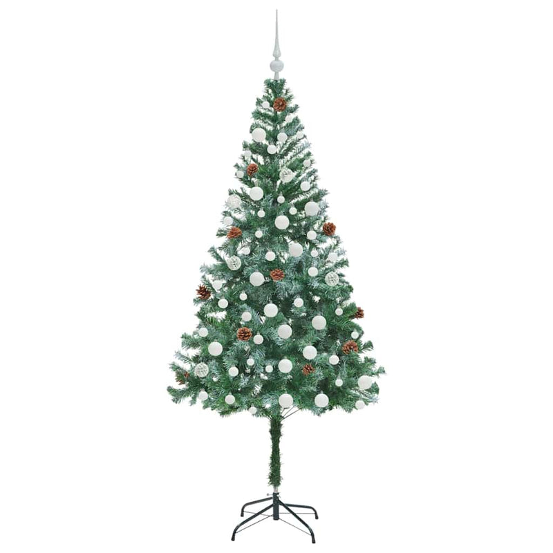vidaXL Mű karácsonyfa 300 LED-del állvánnyal Zöld 180 cm PVC és Acél