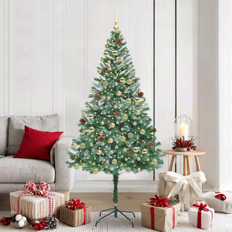 vidaXL Mű karácsonyfa 300 LED-del állvánnyal Zöld 180 cm PVC és Acél