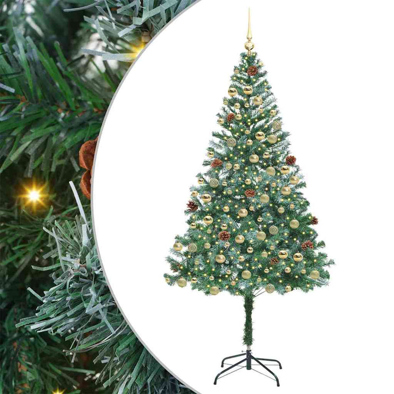vidaXL Mű karácsonyfa 300 LED-del állvánnyal Zöld 180 cm PVC és Acél
