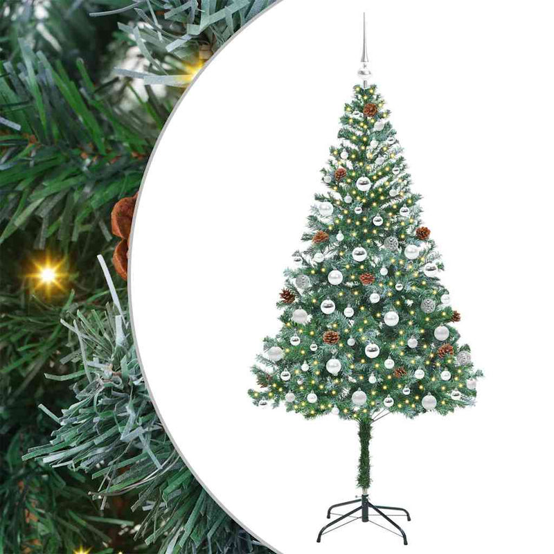 vidaXL Mű karácsonyfa 300 LED-del állvánnyal Zöld 180 cm PVC és Acél