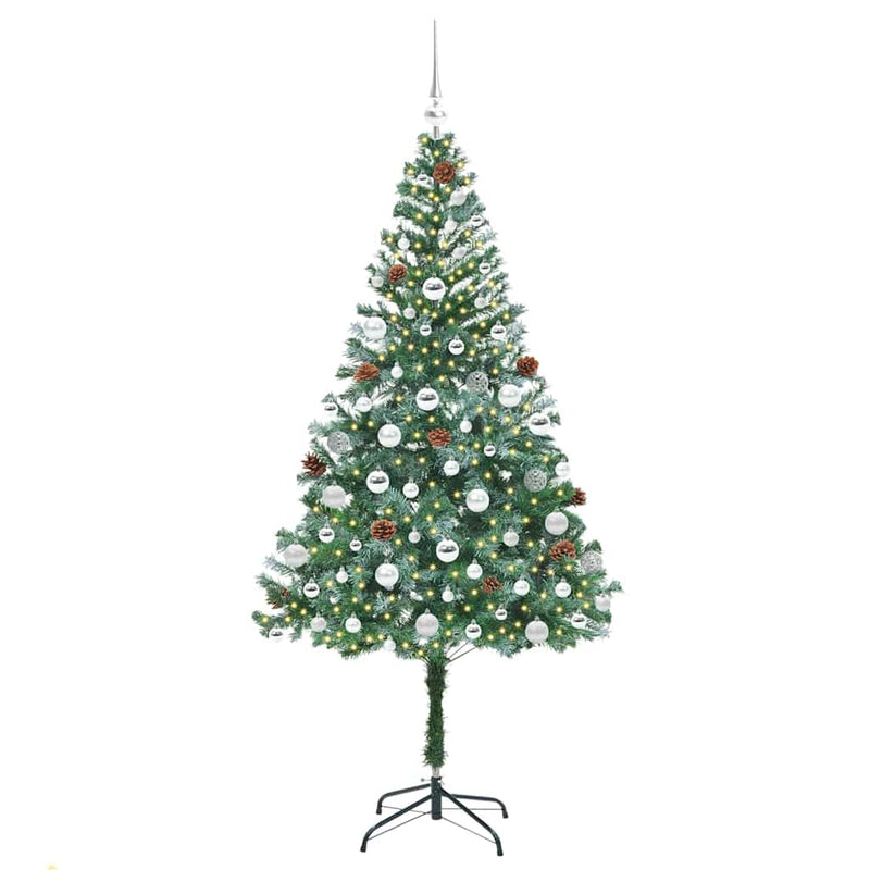 vidaXL Mű karácsonyfa 300 LED-del állvánnyal Zöld 180 cm PVC és Acél