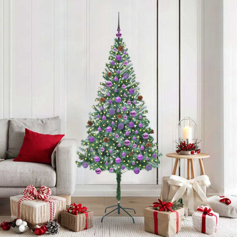vidaXL Mű karácsonyfa 300 LED-del állvánnyal Zöld 180 cm PVC és Acél