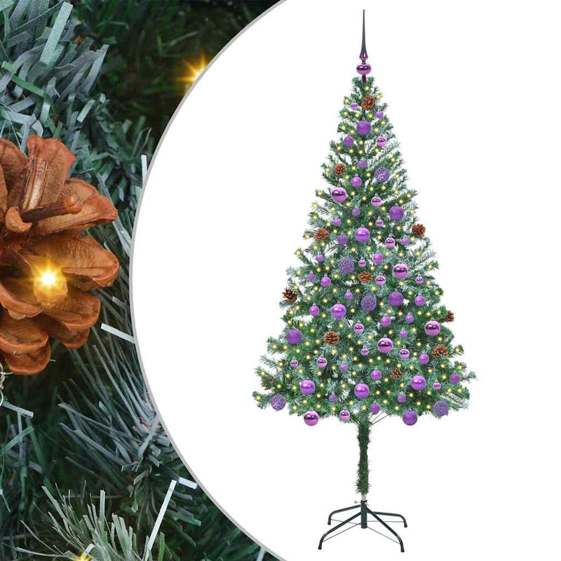 vidaXL Mű karácsonyfa 300 LED-del állvánnyal Zöld 180 cm PVC és Acél