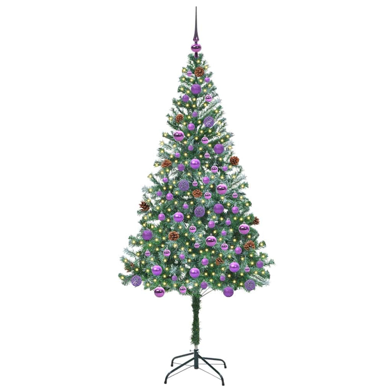 vidaXL Mű karácsonyfa 300 LED-del állvánnyal Zöld 180 cm PVC és Acél