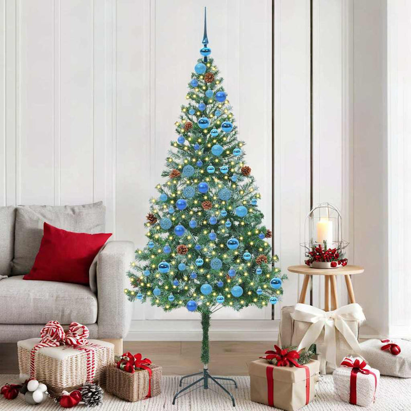 vidaXL Mű karácsonyfa 300 LED-del állvánnyal Zöld 180 cm PVC és Acél