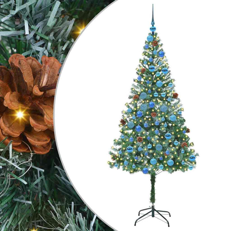 vidaXL Mű karácsonyfa 300 LED-del állvánnyal Zöld 180 cm PVC és Acél