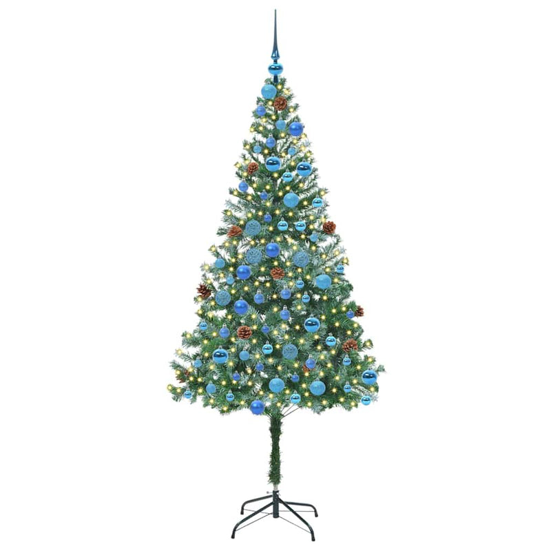 vidaXL Mű karácsonyfa 300 LED-del állvánnyal Zöld 180 cm PVC és Acél