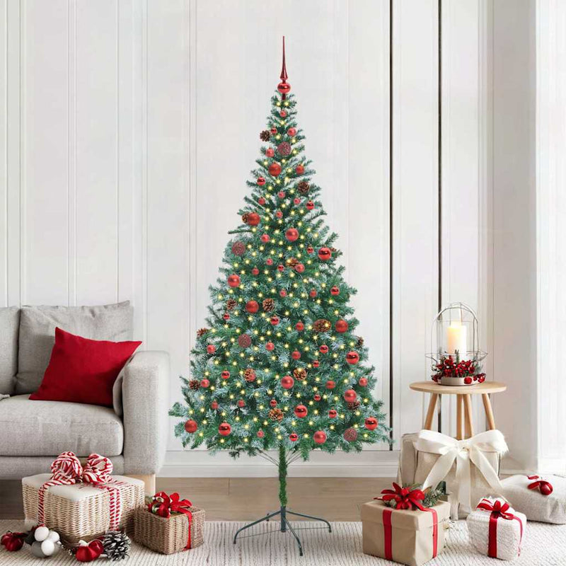 vidaXL Mű karácsonyfa 300 LED-del állvánnyal Zöld 210 cm PVC és Acél