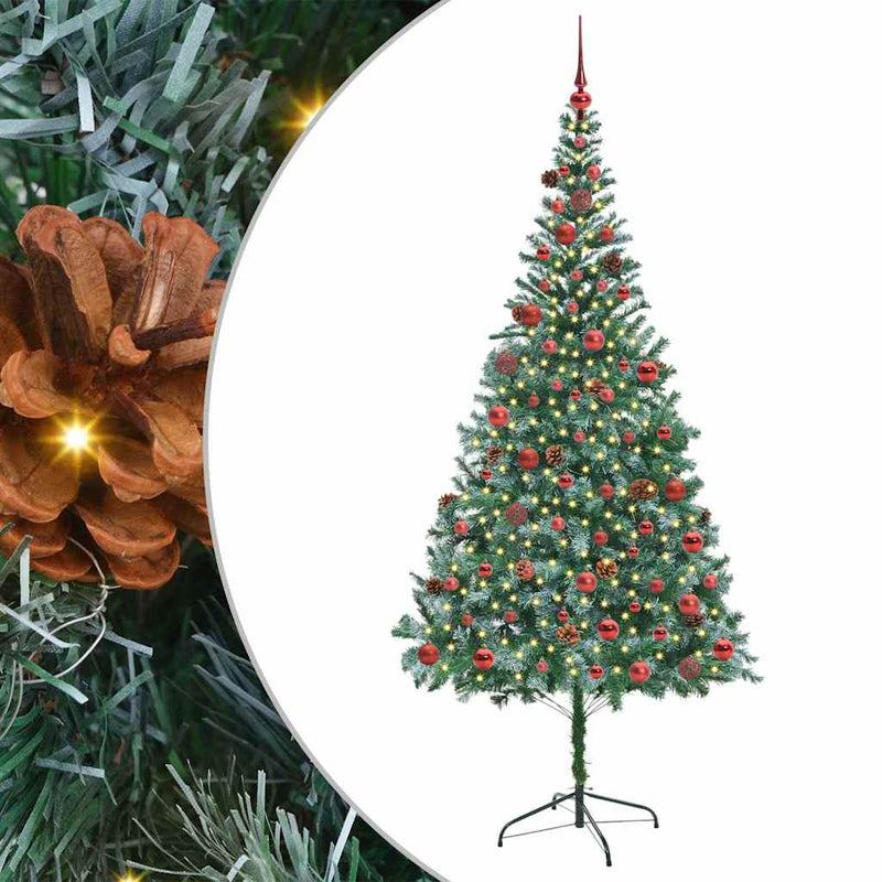 vidaXL Mű karácsonyfa 300 LED-del állvánnyal Zöld 210 cm PVC és Acél