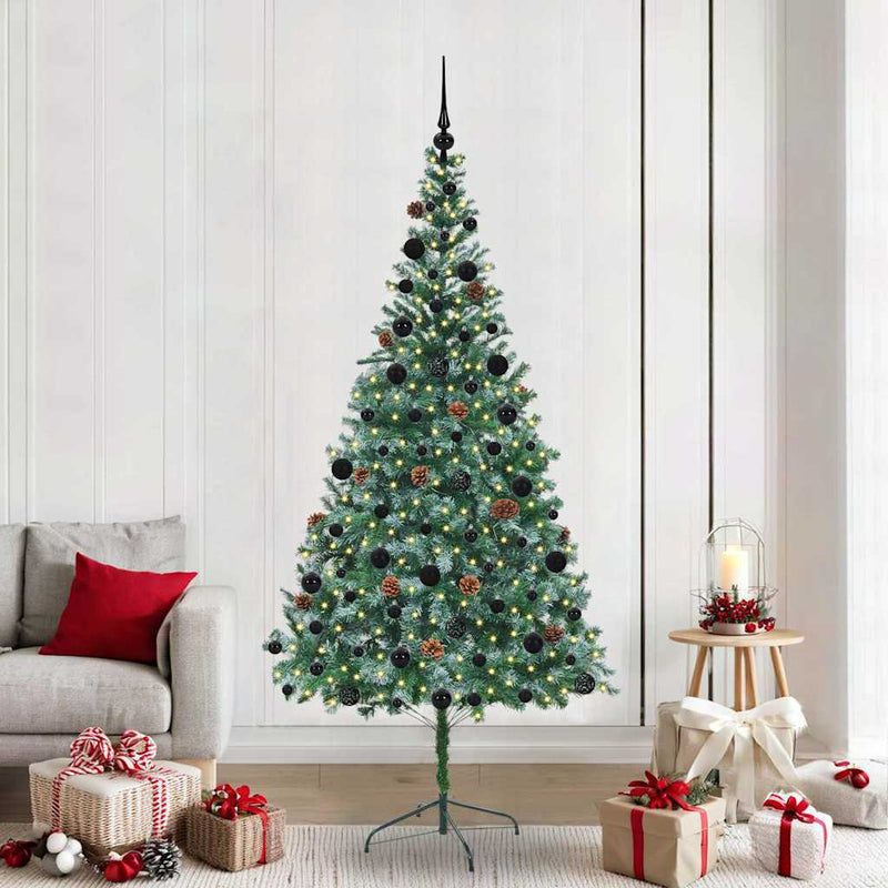 vidaXL Mű karácsonyfa 300 LED-del állvánnyal Zöld 210 cm PVC és Acél
