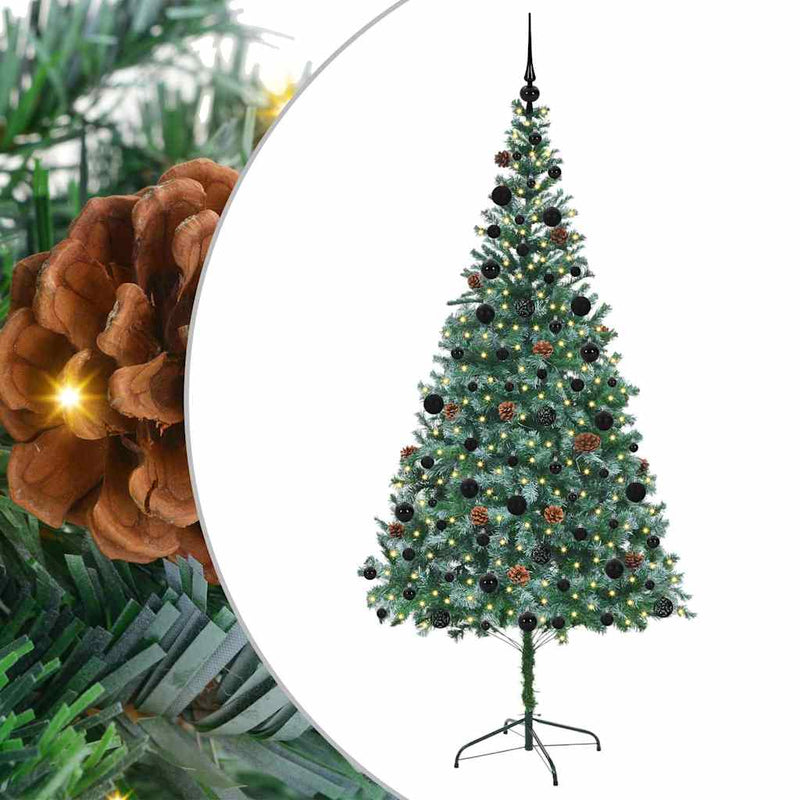 vidaXL Mű karácsonyfa 300 LED-del állvánnyal Zöld 210 cm PVC és Acél
