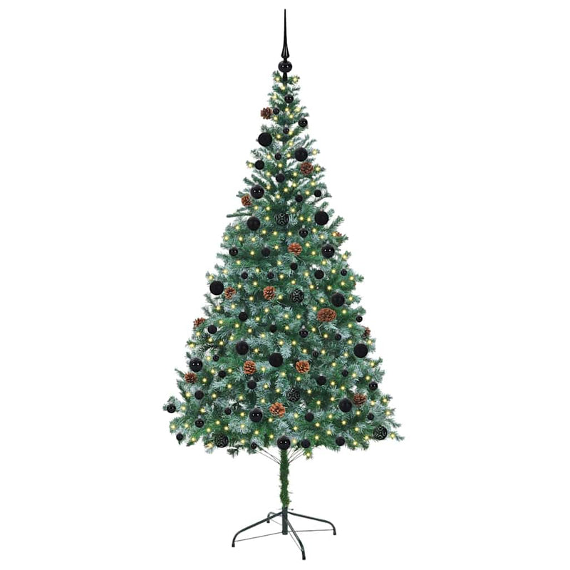 vidaXL Mű karácsonyfa 300 LED-del állvánnyal Zöld 210 cm PVC és Acél