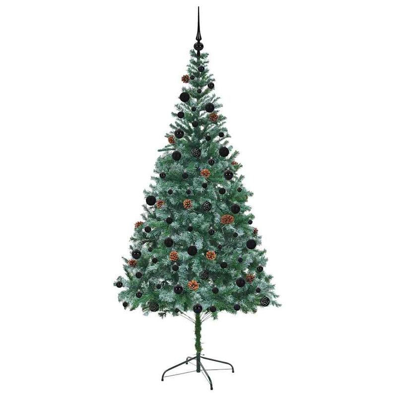 vidaXL Mű karácsonyfa 300 LED-del állvánnyal Zöld 210 cm PVC és Acél