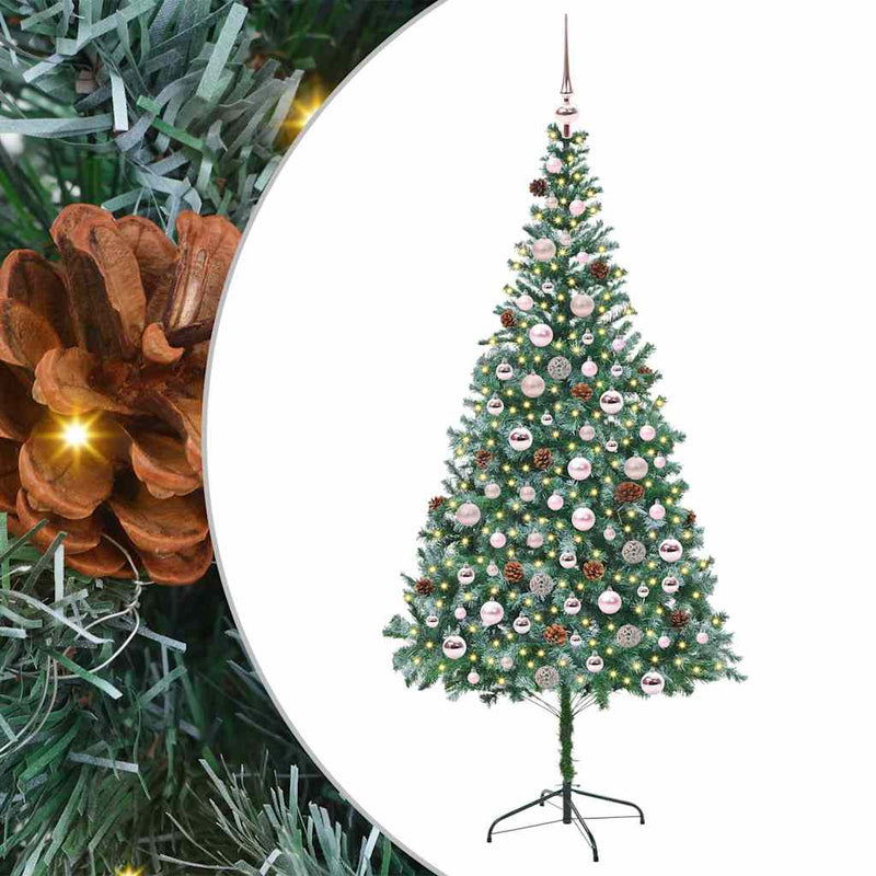 vidaXL Mű karácsonyfa 300 LED-del állvánnyal Zöld 210 cm PVC és Acél