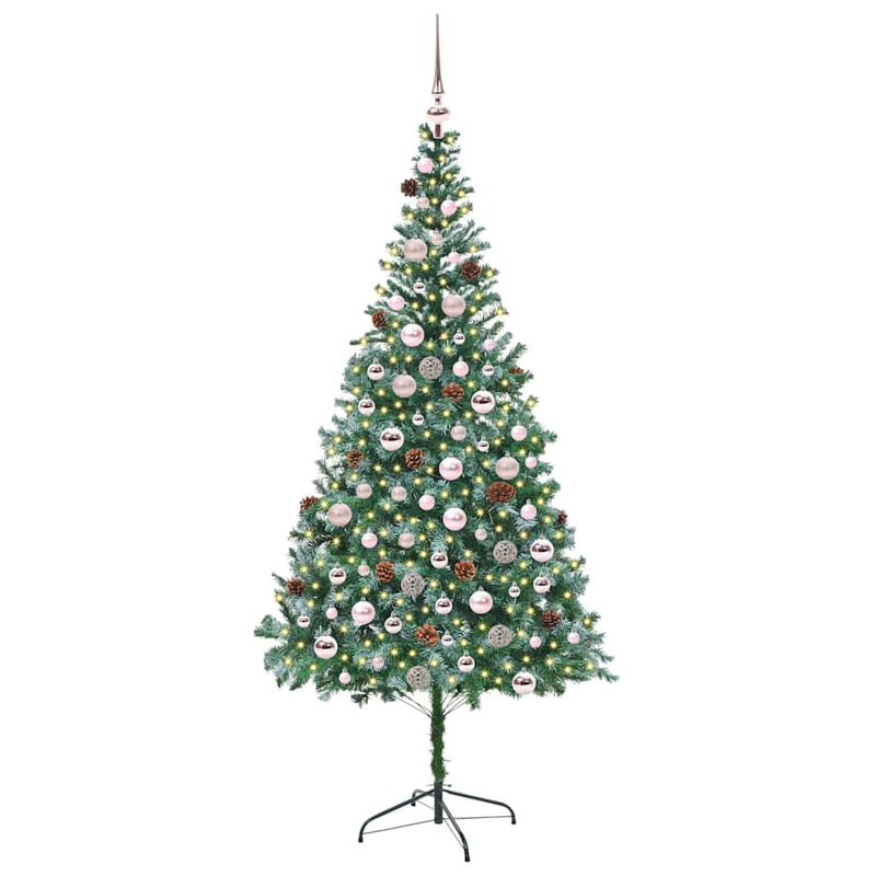 vidaXL Mű karácsonyfa 300 LED-del állvánnyal Zöld 210 cm PVC és Acél