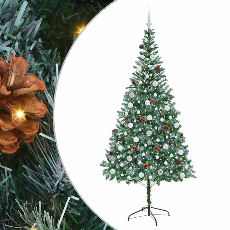 vidaXL Mű karácsonyfa 300 LED-del állvánnyal Zöld 210 cm PVC és Acél