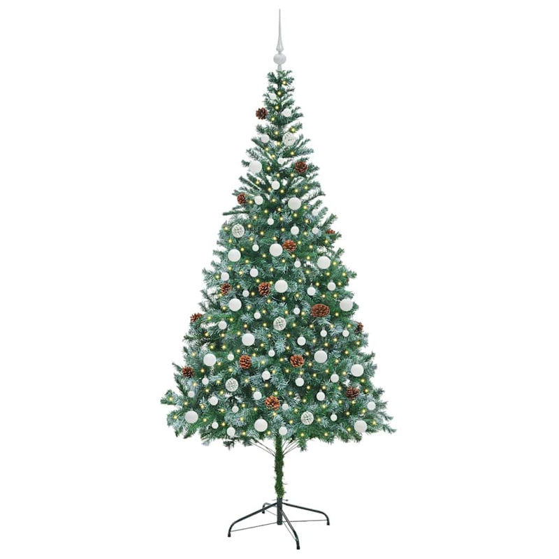 vidaXL Mű karácsonyfa 300 LED-del állvánnyal Zöld 210 cm PVC és Acél