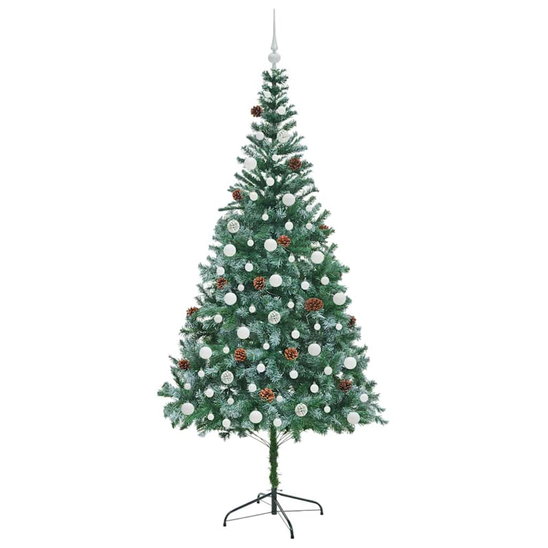 vidaXL Mű karácsonyfa 300 LED-del állvánnyal Zöld 210 cm PVC és Acél