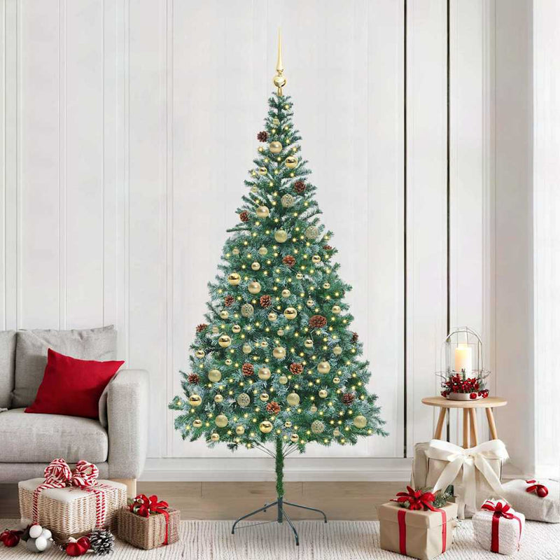 vidaXL Mű karácsonyfa 300 LED-del állvánnyal Zöld 210 cm PVC és Acél