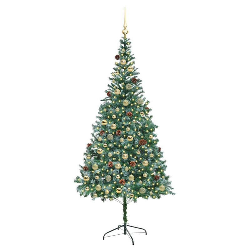 vidaXL Mű karácsonyfa 300 LED-del állvánnyal Zöld 210 cm PVC és Acél