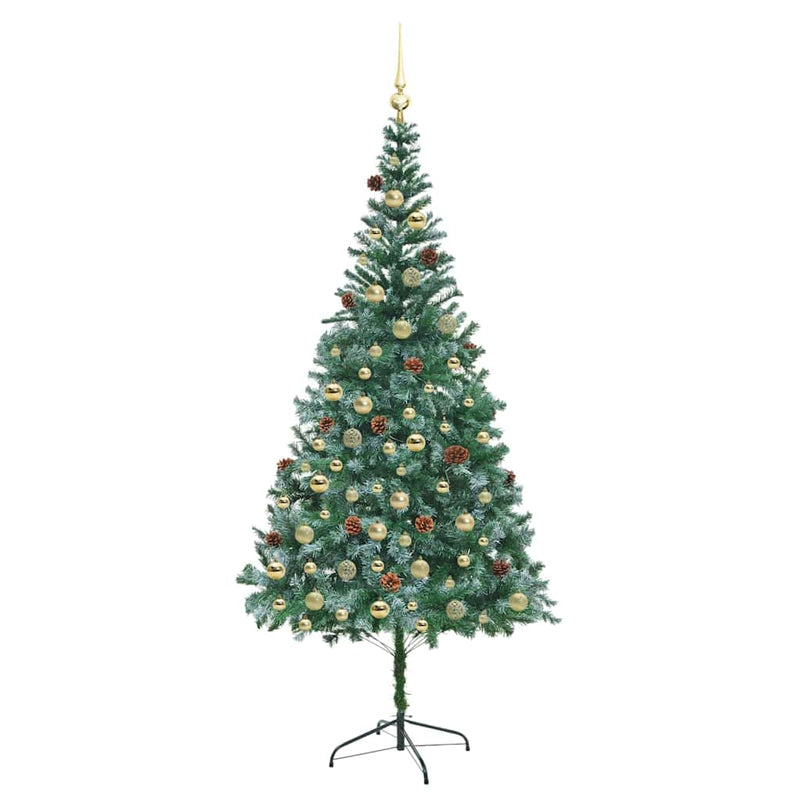vidaXL Mű karácsonyfa 300 LED-del állvánnyal Zöld 210 cm PVC és Acél