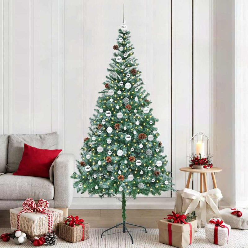 vidaXL Mű karácsonyfa 300 LED-del állvánnyal Zöld 210 cm PVC és Acél