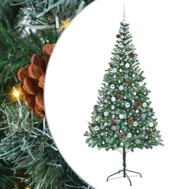 vidaXL Mű karácsonyfa 300 LED-del állvánnyal Zöld 210 cm PVC és Acél