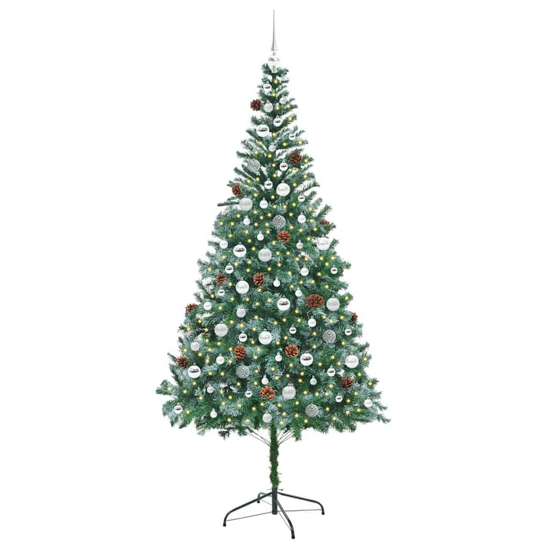vidaXL Mű karácsonyfa 300 LED-del állvánnyal Zöld 210 cm PVC és Acél