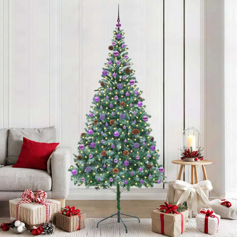vidaXL Mű karácsonyfa 300 LED-del állvánnyal Zöld 210 cm PVC és Acél