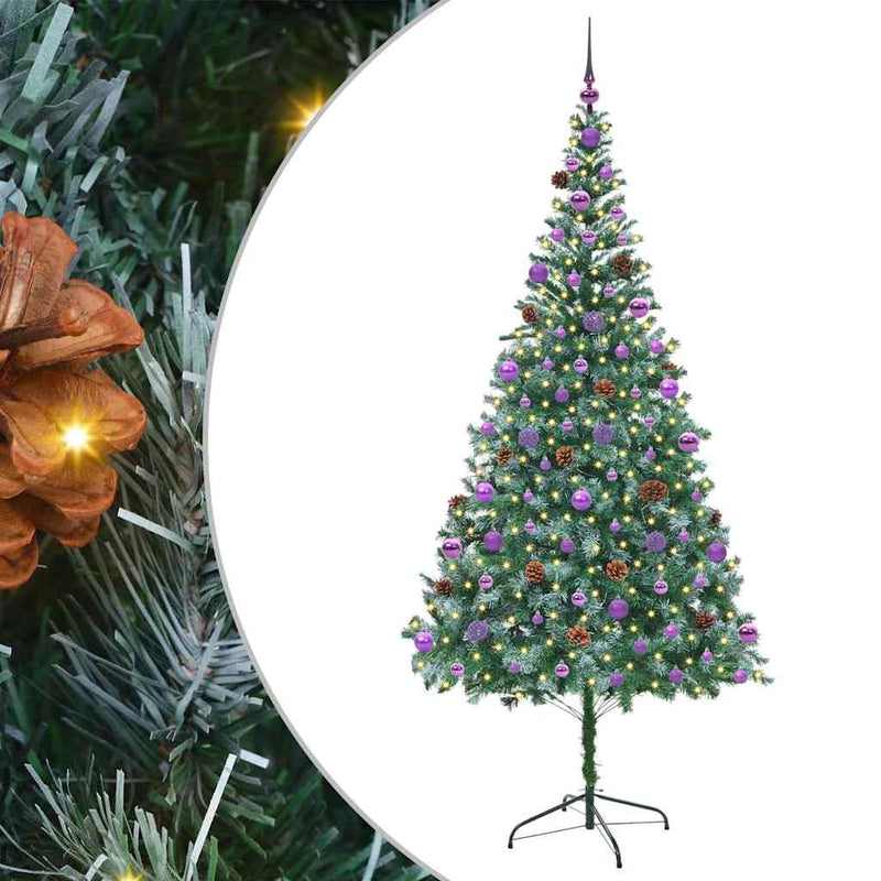 vidaXL Mű karácsonyfa 300 LED-del állvánnyal Zöld 210 cm PVC és Acél