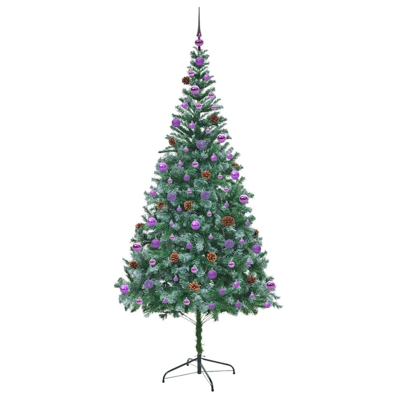 vidaXL Mű karácsonyfa 300 LED-del állvánnyal Zöld 210 cm PVC és Acél