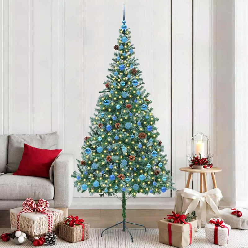 vidaXL Mű karácsonyfa 300 LED-del állvánnyal Zöld 210 cm PVC és Acél