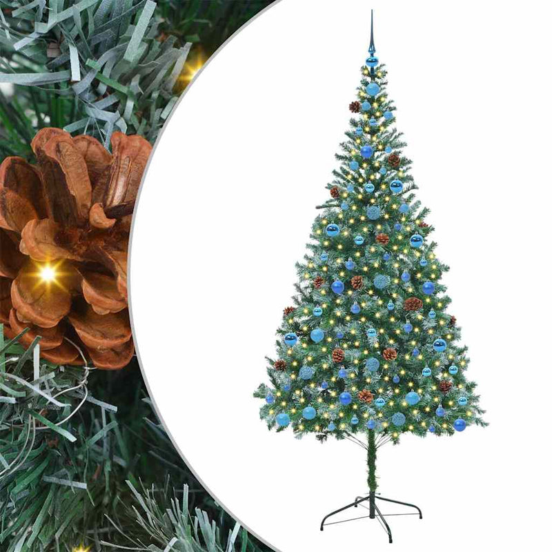 vidaXL Mű karácsonyfa 300 LED-del állvánnyal Zöld 210 cm PVC és Acél