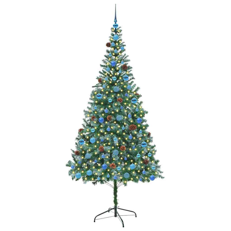 vidaXL Mű karácsonyfa 300 LED-del állvánnyal Zöld 210 cm PVC és Acél